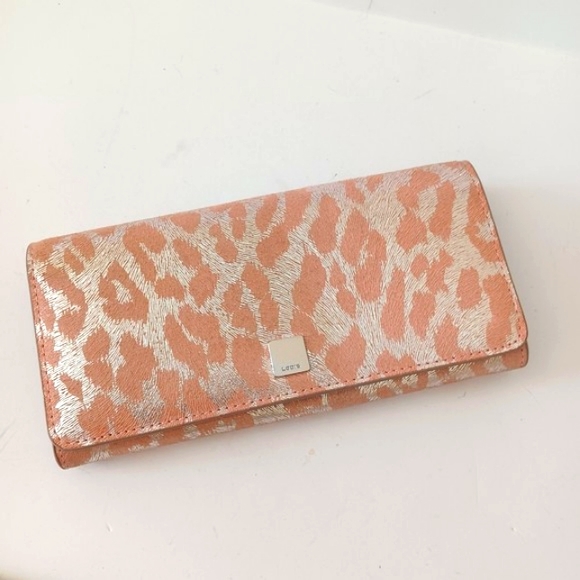 Lodis Handbags - Lodis Metallic Animal Leopard Print Wallet Clutch Peach Pink Silver‎ Bi-Fold
